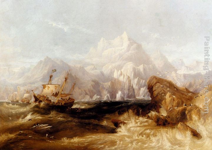 James Wilson Carmichael Sir Martin Frobisher's Ships Aid, Michael, And Gabriel On The Second Voyage To Greenland, 1577